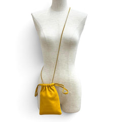 Yves Saint Laurent SAINT LAURENT PARIS 640714 Drawstring Leather Chain Shoulder Bag, Yellow, Made in Italy, Women's, with Dust Bag — Like New