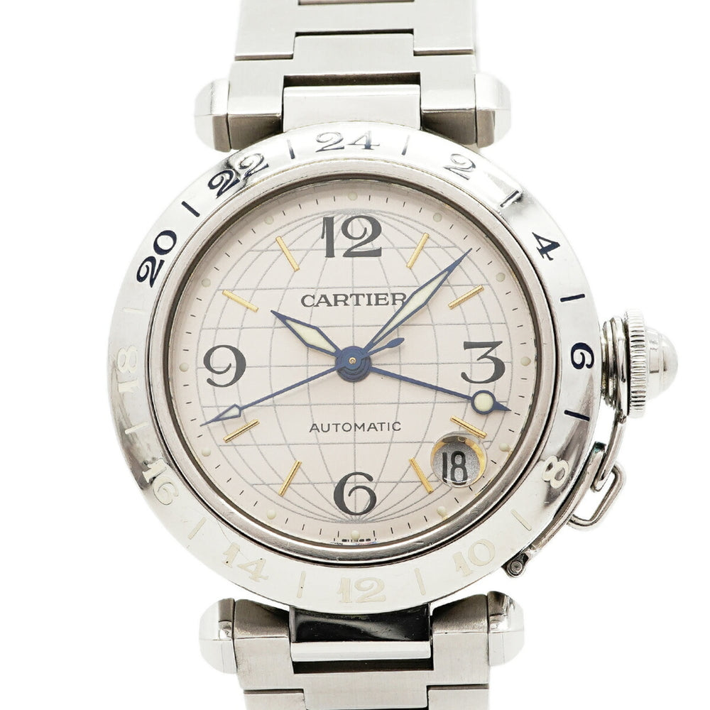 Cartier Pasha C Meridian GMT W31029M7 Silver Dial Watch (Boys' Size) — Good