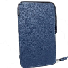 HERMES Aka Box WNN005 Pochette Shoulder Bag in Leather, Blue de Plus, Women's, 188592 — Like New
