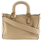 Fendi FF Tote Small Handbag 2-Way Shoulder Bag 8BH367 Calfskin Beige 2-way A5 Magnetic Closure Women's — Like New