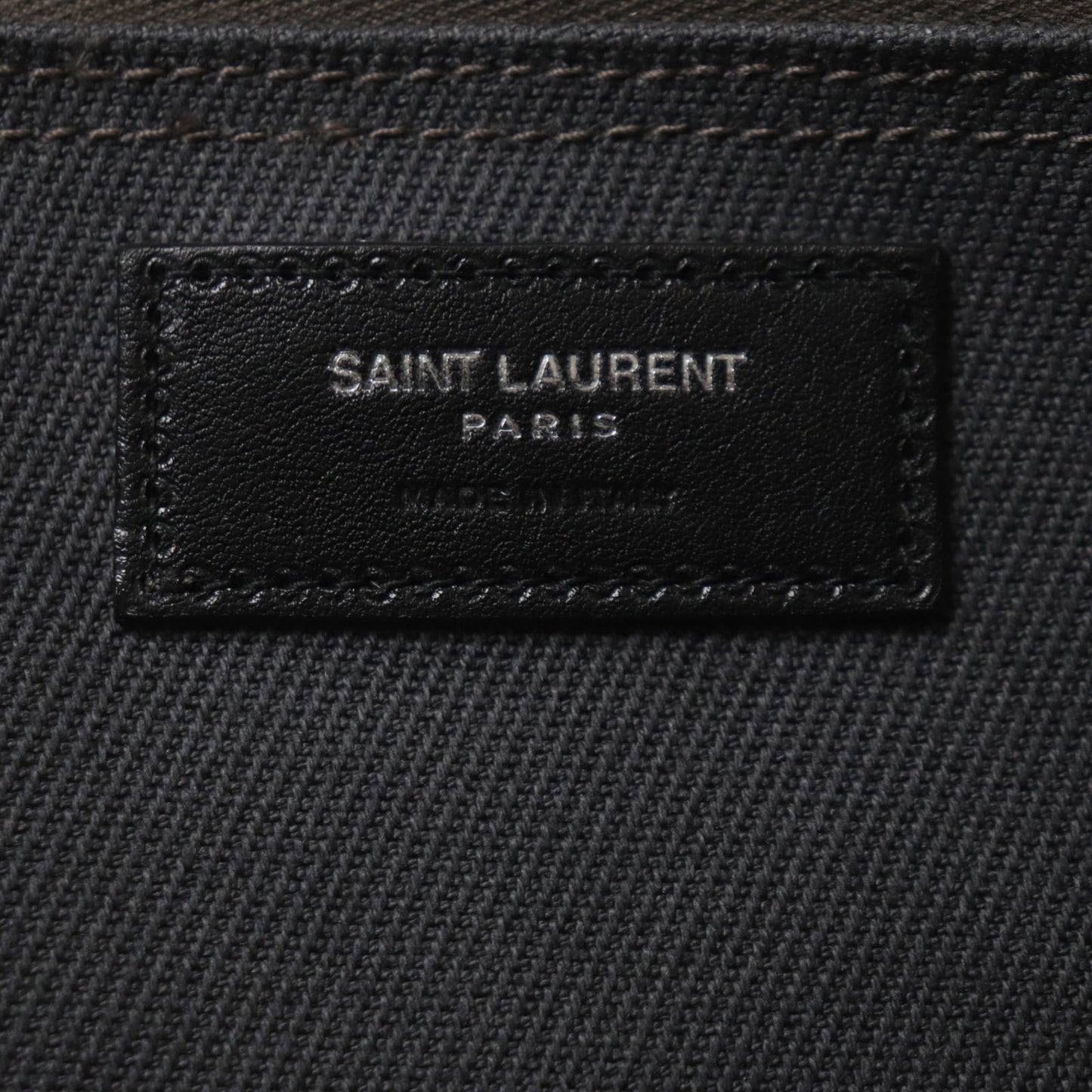 SAINT LAURENT 632539 Rive Gauche N S Canvas and Leather Tote Bag, Dark Gray Black, Made in Italy, Men's