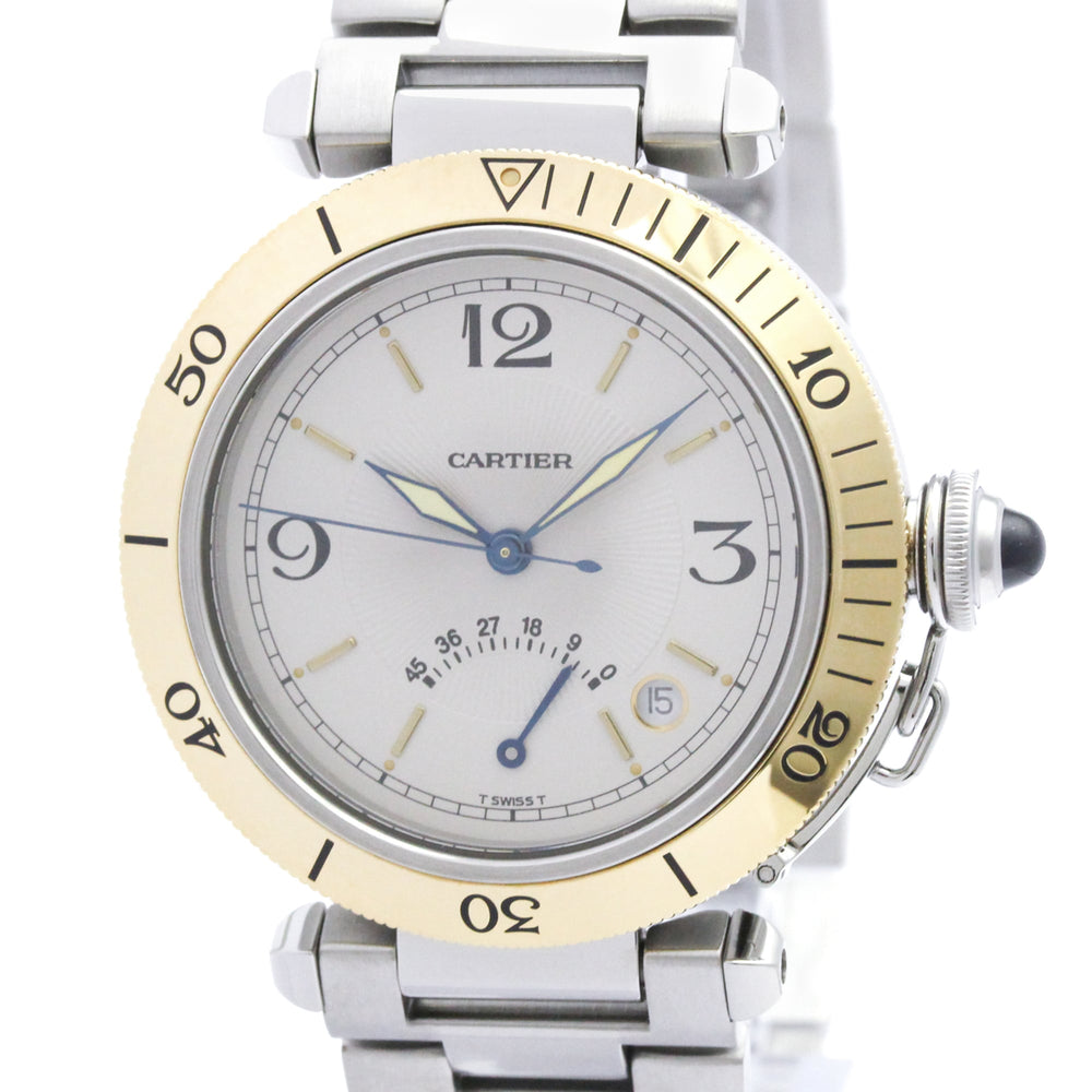 CARTIER Pasha 38 Power Reserve 18K Gold Steel Watch W31012H3 Polished — Very Good