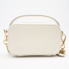 PRADA Saffiano Triangle Mini Pouch 1NR025 Shoulder Bag White Women's — New - Store Return