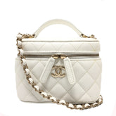 CHANEL AS3171 Coco Mark CC Vanity Bag Chain Handbag Shoulder Caviar Skin Women's White — New - Store Return