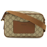 GUCCI GG Emblem Shoulder Bag, Canvas and Leather, Beige/Brown, 821216 — New - Store Return
