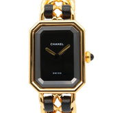 CHANEL Premiere S Watch, Gold-Plated, with Leather Strap, Black, Women's, H0001 — Very Good