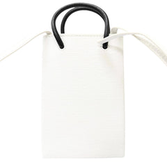 BALENCIAGA 593826 Logo Leather Shopping Phone Holder Shoulder Bag White Men's with Dust — Like New
