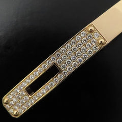 HERMES Kelly PM Bangle with Diamonds, 18K Pink Gold, Women's, H110013B00SH 295306 — Like New