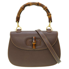 Gucci Bamboo Shoulder Handbag Leather Brown 0041GUCCI with shoulder strap 6B0041IEZ6 — Like New