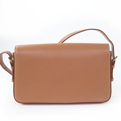 BURBERRY Grace logo leather shoulder bag, brown, with dust made in Italy, women's — Like New
