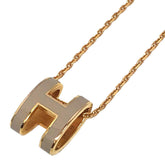 Hermes Hermès H-shaped chain necklace, Pop H, in marron glacé and pink gold. Available for men women — Like New