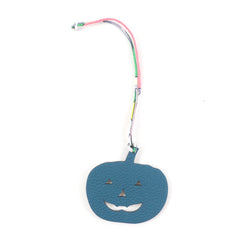 HERMES Petit H Charm, Blue Green Togo Leather, Pumpkin Pattern, Made in France, Women's Bag Charm — Like New