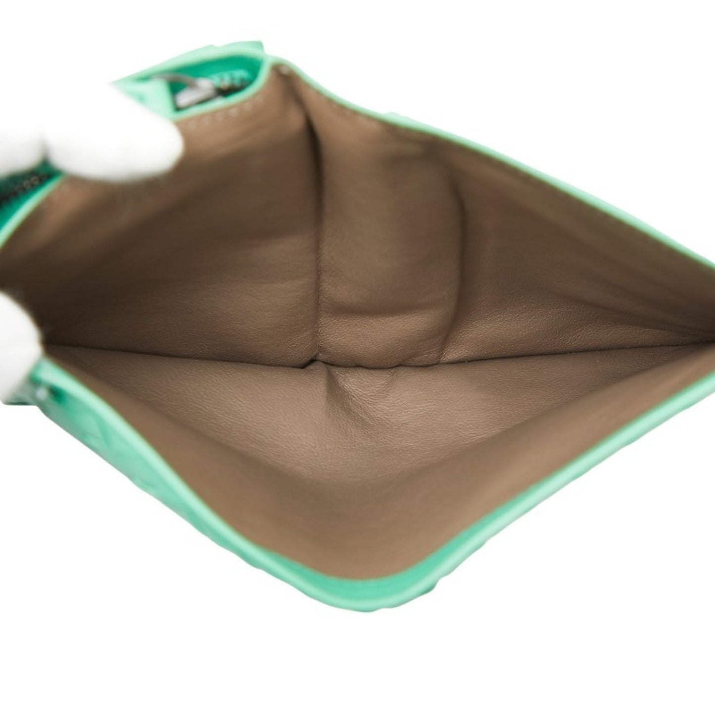 Bottega Veneta Intrecciato Round Zip Long Wallet Green Leather Women's BOTTEGAVENETA