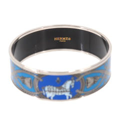 Hermes HERMES Email GM Bangle Bracelet Blue Silver Horse — New - Store Return