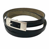 Hermes HERMES Leather Bracelet Choker Kelly Ardion Black □H Stamp — Like New