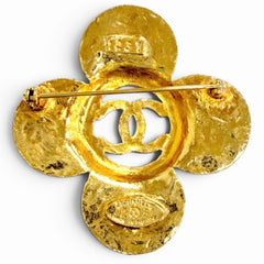 CHANEL Vintage 28 Coco Mark Flower Motif Brooch, Gold, Made in France, Women's, Highly Recommended ◎ — Like New