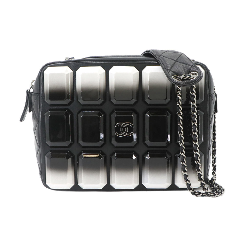 Chanel Matelassé Camera Handbag, Chain Shoulder Lambskin and Plastic, Black — Like New
