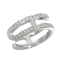 Hermes Ariane Chaine d'Ancre #48 Ring with Diamonds, 18K White Gold (750) — Like New
