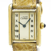 CARTIER Must Tank Vermeil Gold Plated Quartz Ladies Watch 5057001 — Good
