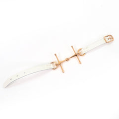 HERMES Mall Bracelet, Pink Gold Hardware, White Leather, T2, C Stamp, Box and Dust Bag Included, Made in France, Women's — Like New