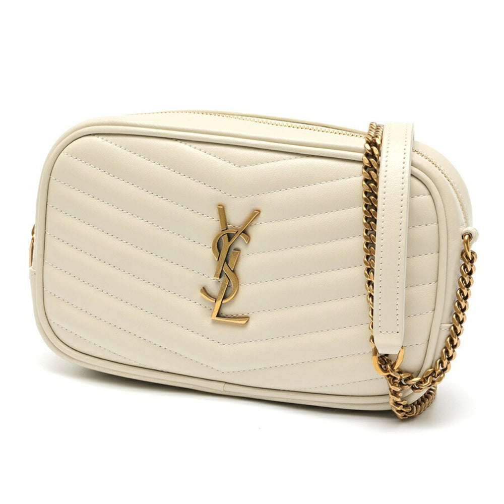 Saint Laurent Lou Chain Shoulder Bag 748849 Quilted Leather Ivory S-160082 — Like New