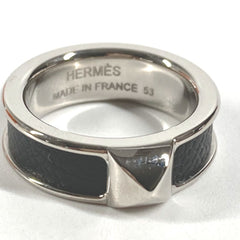 HERMES Hermes Athens Accessory Ring - Metal Leather Women's Black Size 1 — Like New