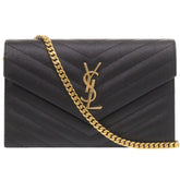 Yves Saint Laurent Like new Saint Laurent Paris Cassandra Envelope Wallet with Chain 742920, black leather chain shoulder bag, 1490 — Like New