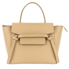 CELINE Belt Bag Nano 2-way shoulder bag, grained calfskin, beige, women's — Like New