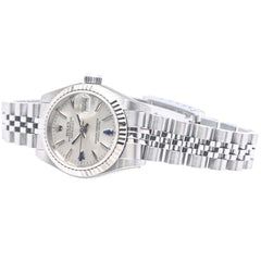 ROLEX Datejust Sapphire 2P 79174 Women's Watch 18K White Gold x Stainless Steel 40301 — Like New