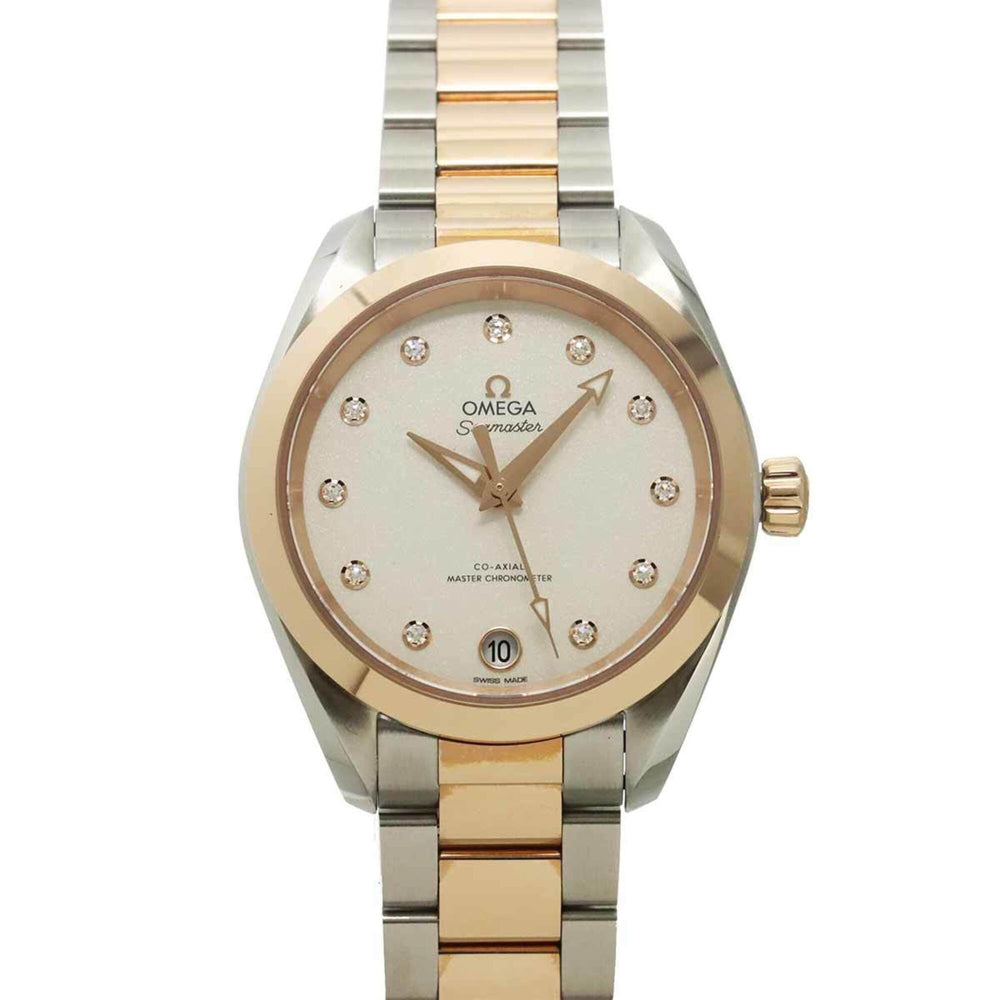 Omega Seamaster Aqua Terra 220 20 34 52 001 Boys' Watch 11P Diamond Date White 18KPG Pink Gold Automatic Self-winding — Like New