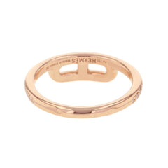 Hermes Link d'Hermès Ring, 52 Diamonds (0.22ct total), 18K Pink Gold, Ring Size 50 — Like New