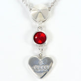 Gucci silver necklace with red topaz, total weight 6.4g, 41cm length, like new, free gift wrapping — Like New