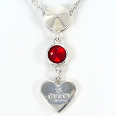 Gucci silver necklace with red topaz, total weight 6.4g, 41cm length, like new, free gift wrapping — Like New