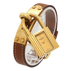 Hermes Kelly Watch, Ladies' Gold and Brown Quartz Watch with Padlock — Very Good