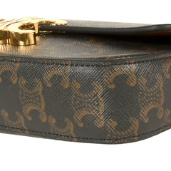 CELINE Triomphe shoulder bag coated canvas leather black — Like New