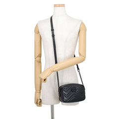 Gucci Chain Shoulder Bag Mini GG Marmont Leather 448065 GUCCI Camera Black Handbag Women's — Like New