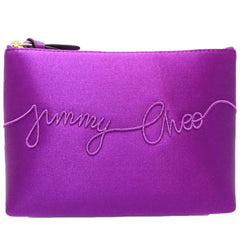 JIMMY CHOO Raina Pouch Bag, Logo, Satin, Purple, Women's, 182030 — Like New