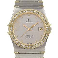 OMEGA Constellation Men's Watch, Stainless Steel with Diamonds, Quartz Movement, Analog Display, Silver Dial — Good
