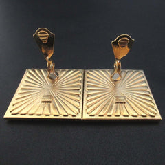 YVES SAINT LAURENT Vintage Square Clip Earrings in Red, Black, and Gold for Women — Like New