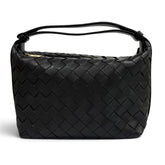 BOTTEGA VENETA 754443 Wallace Intrecciato Leather Handbag, Dark Gray, Made in Italy, Women's, with Dust Bag — Like New