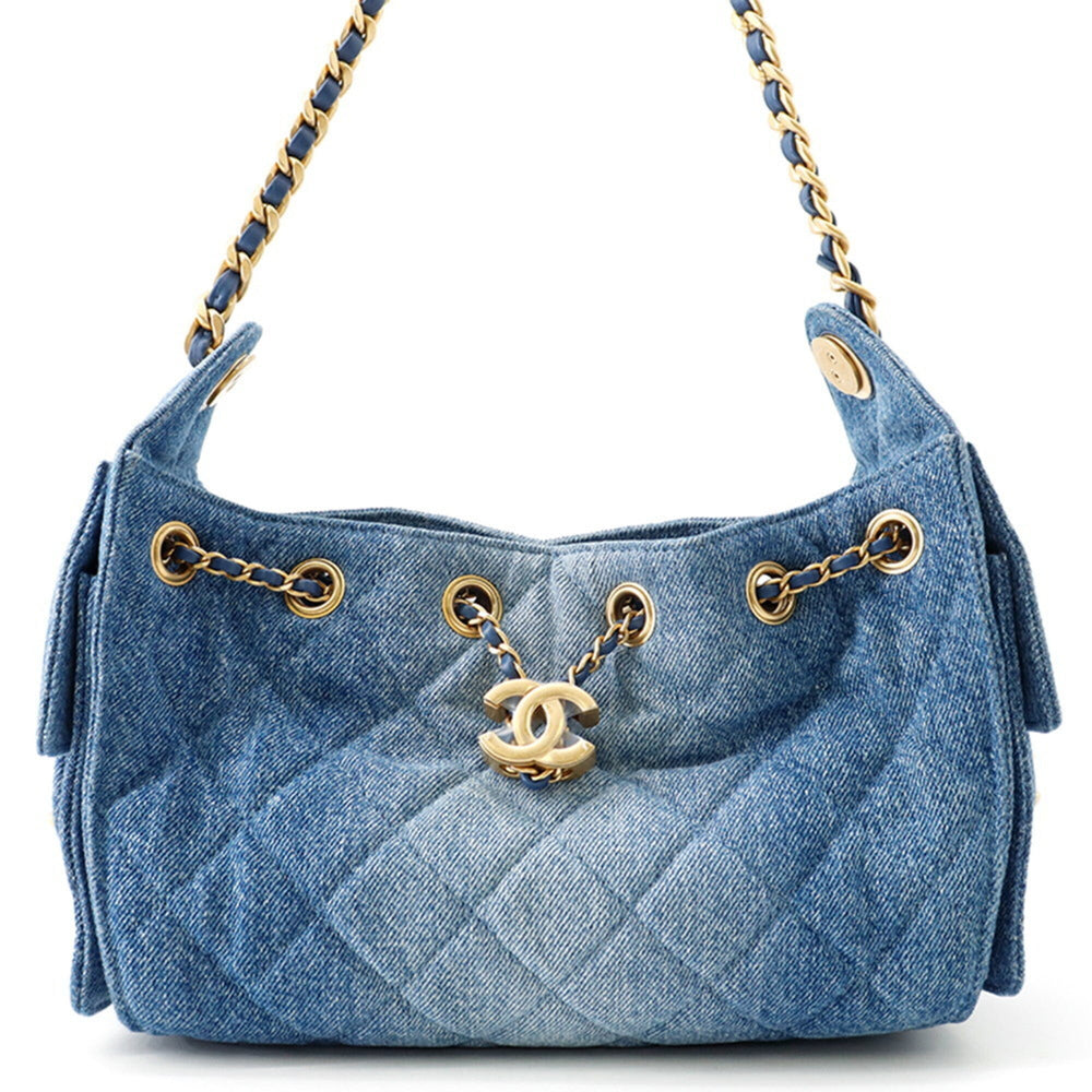 Chanel Chain Shoulder Bag Matelassé Coco Mark CHANEL25 Mini Washed Denim AS5631 CHANEL Handbag Women's — Like New