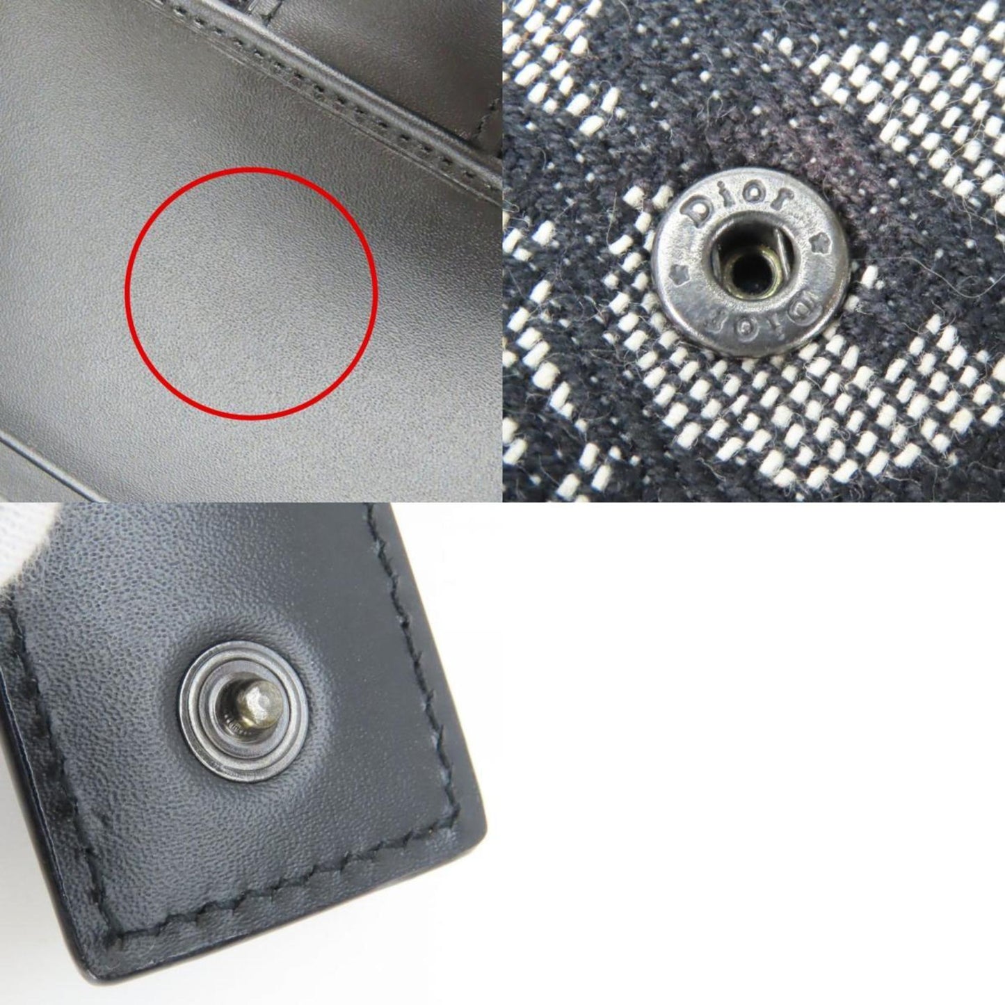 Christian Dior Bi-fold Wallet Trotter Canvas Black W Compact Women's