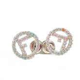 FENDI Rhinestone F's Earrings Metal Women's Silver x Blue Similar E-240710-23 — Like New