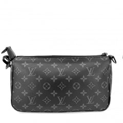 Louis Vuitton Men's Monogram Eclipse Pochette Accessoires XL Shoulder Bag, M11741, Black with Hardware. (Can be worn across the shoulder or body.) — Like New