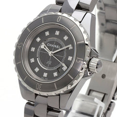 CHANEL H3241 J12 33mm Chromatic 12P Diamond Watch in Titanium Ceramic/Titanium Ceramic for Women — Very Good