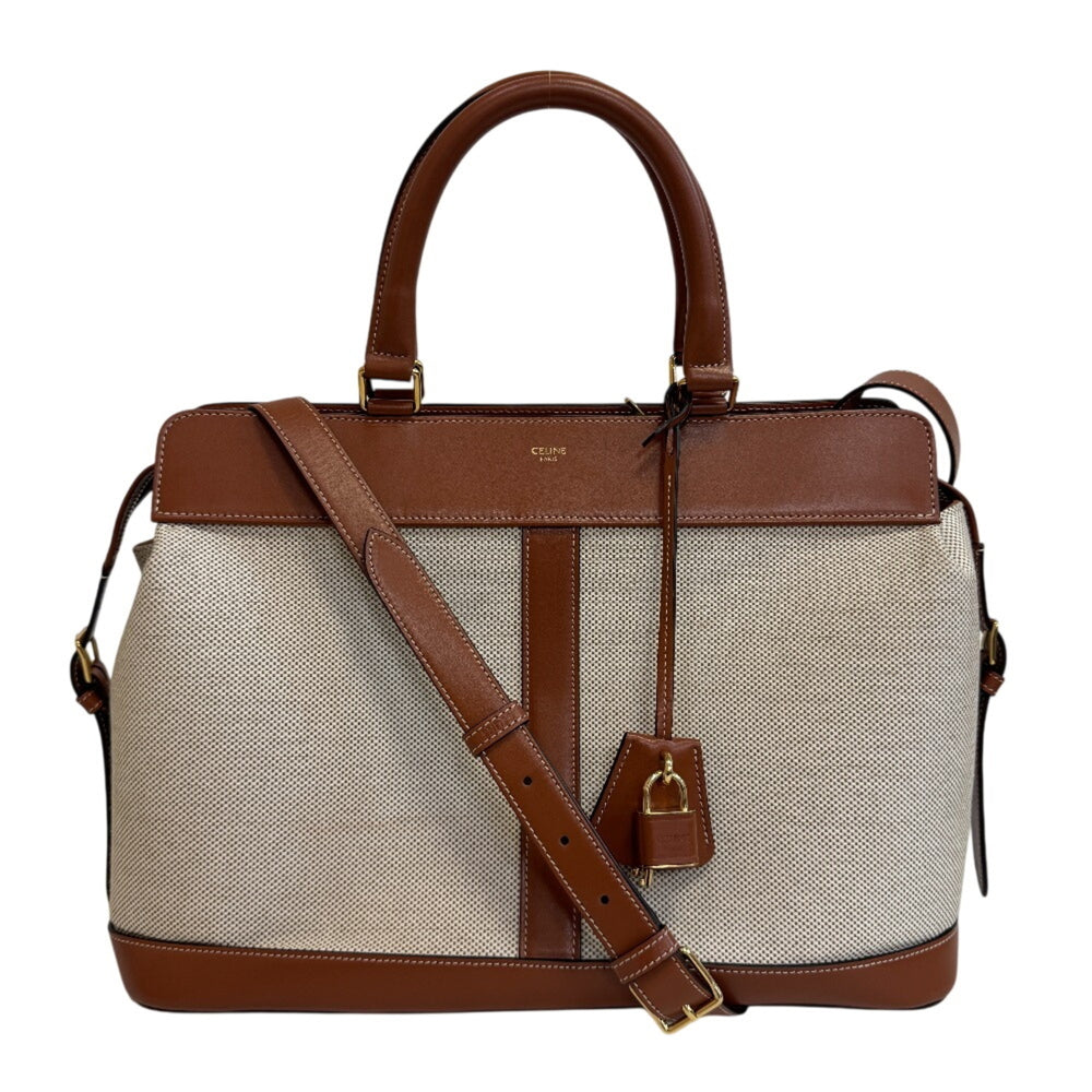 CELINE Cabas de France 2-way Handbag/Shoulder Bag with Leather Trim, Beige — New - Store Return