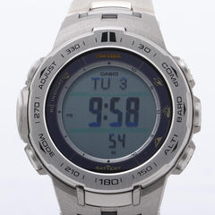 CASIO Pro Trek Triple Sensor Line PRW3100T7JF Men's Digital Watch in Silver, Stainless Steel and Titanium — Good