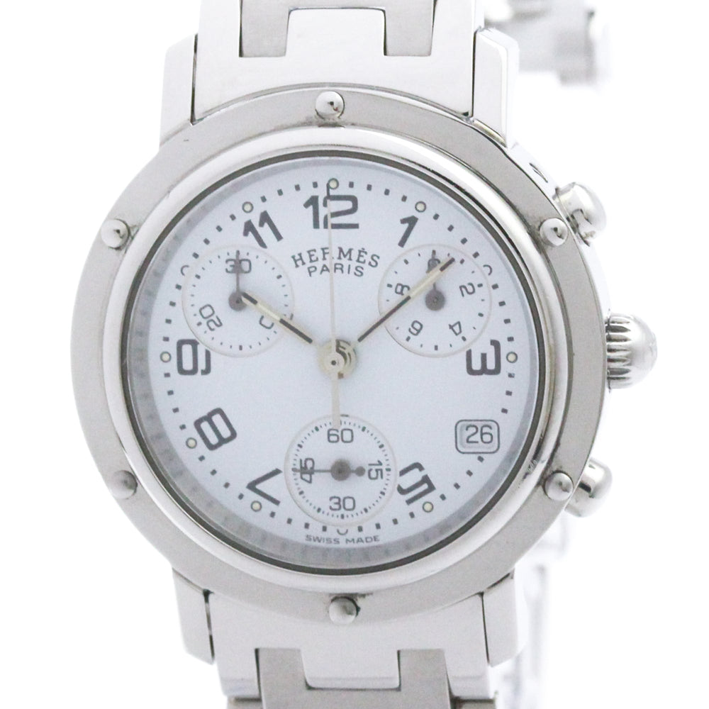 HERMES Clipper Chronograph Steel Quartz Ladies Watch CL1.310 Polished — Very Good