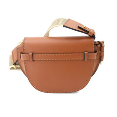 Loewe Mini Gate Dual Shoulder Handbag, Leather, Brown, Gold Hardware — Like New