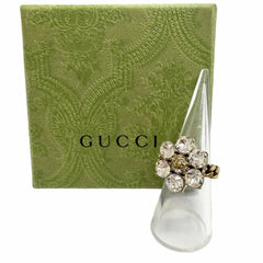 GUCCI GG Marmont Flower Rhinestone Ring, Gold Tone, Size S, Made in Italy, Women's, with Box — Like New